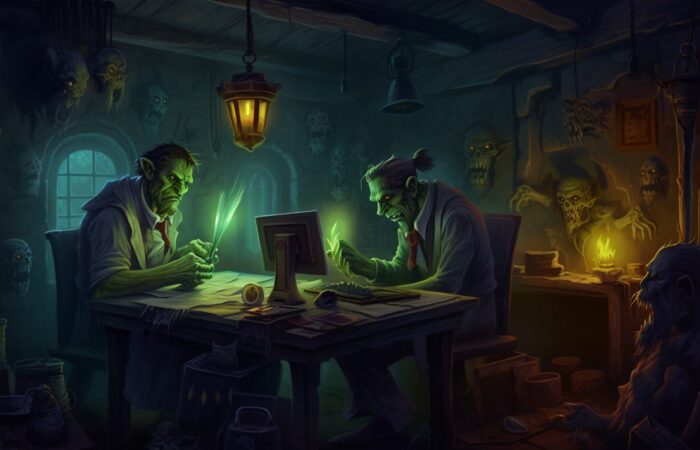 How to Increase Your E-commerce Sales with Better Site Design - Image of Monsters doing some online shopping in a dungeon
